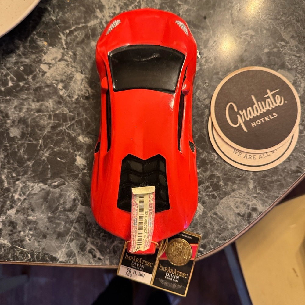 Red Sports Car liquor bottle